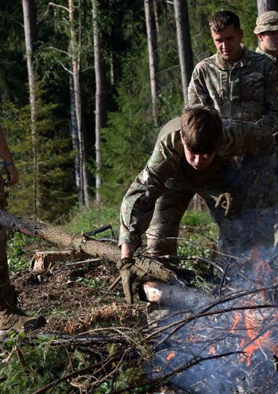 Military camp fire