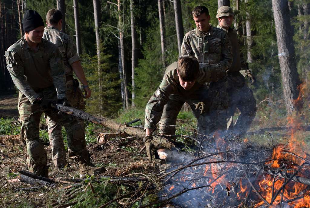 Military camp fire