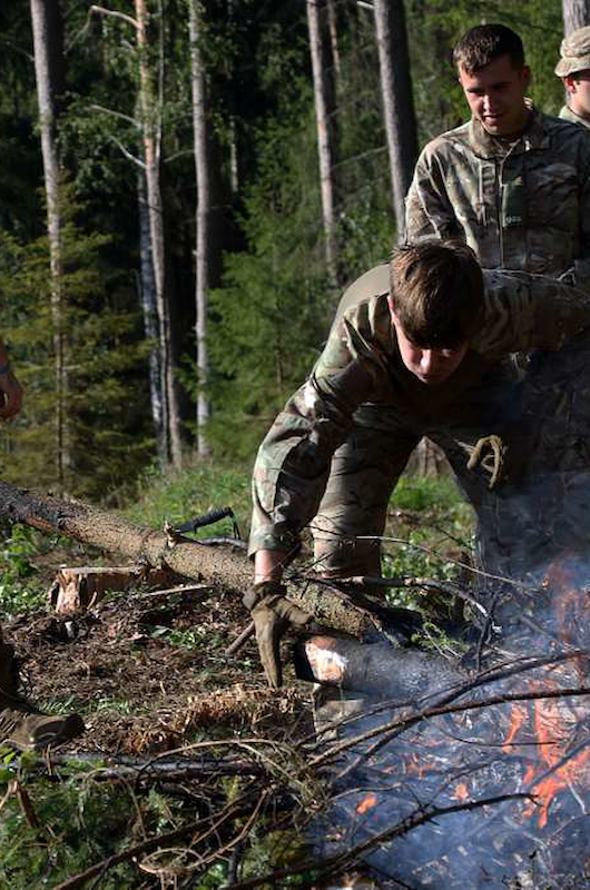 Military camp fire